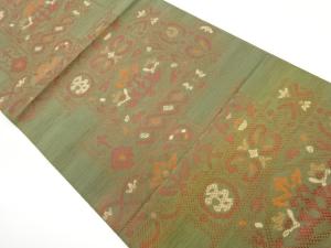 本場筑前博多横段に抽象幾何学模様名古屋帯